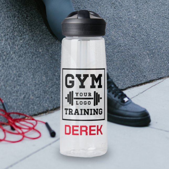 Your Logo Here Fitness Gym Business Water Bottle  (Creator Uploaded)