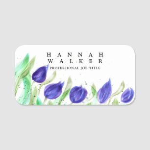 your logo here, green colour meadow flowers name tag