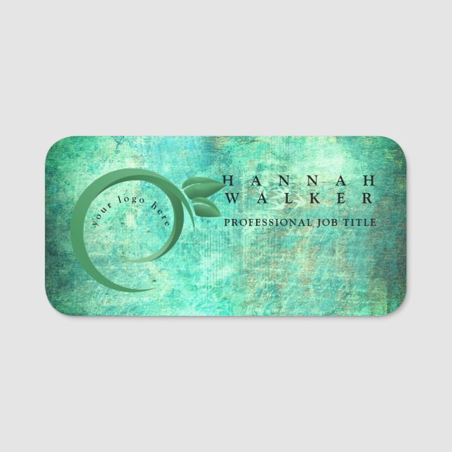 your logo here, green colour name tag (Front)