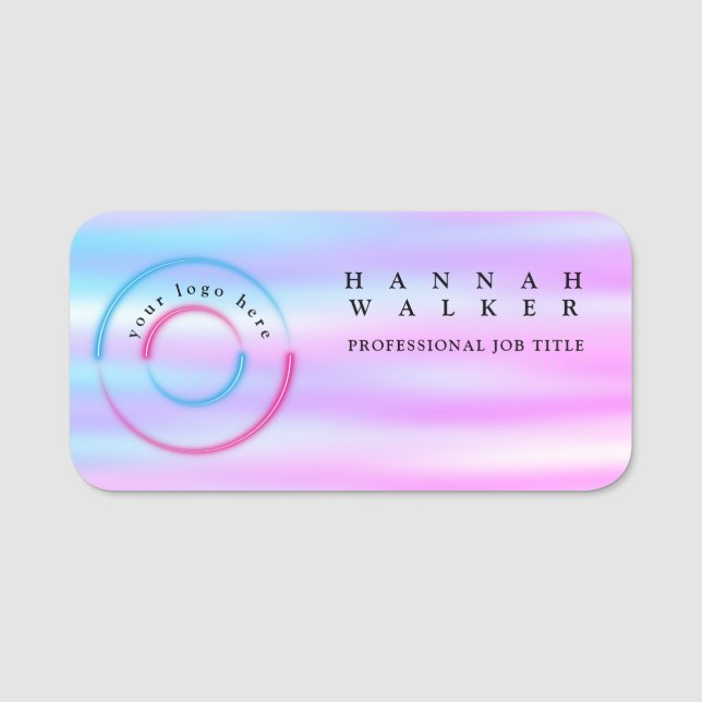 your logo here,holographic colour name tag (Front)