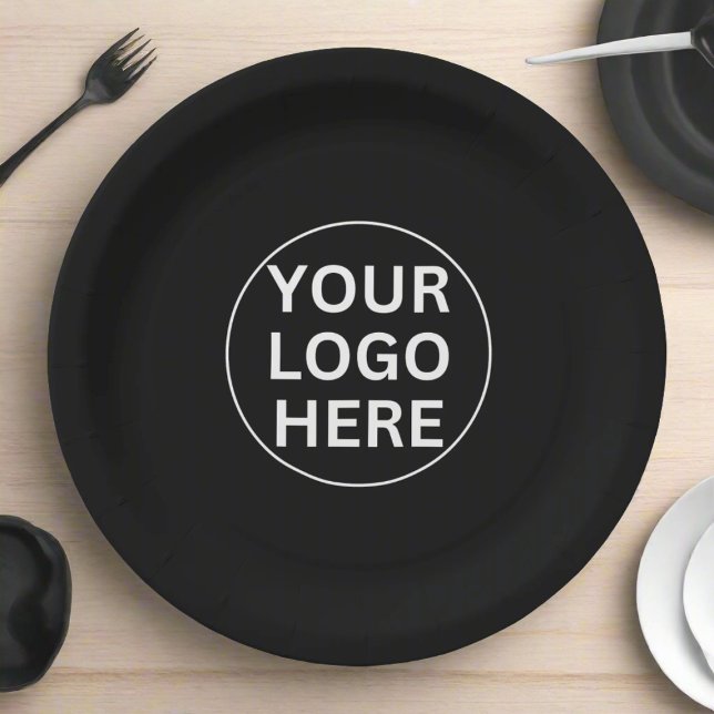 Your Logo Here l Corporate Business Black & White Paper Plate (Creator Uploaded)