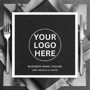 Your Logo Here l Professional Black & White Brand Napkin