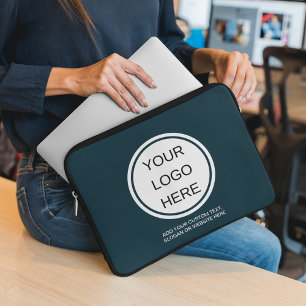 Your Logo Here l Professional Navy Blue Branded  Laptop Sleeve
