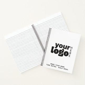 Your Logo Here Professional Black White Brand Notebook