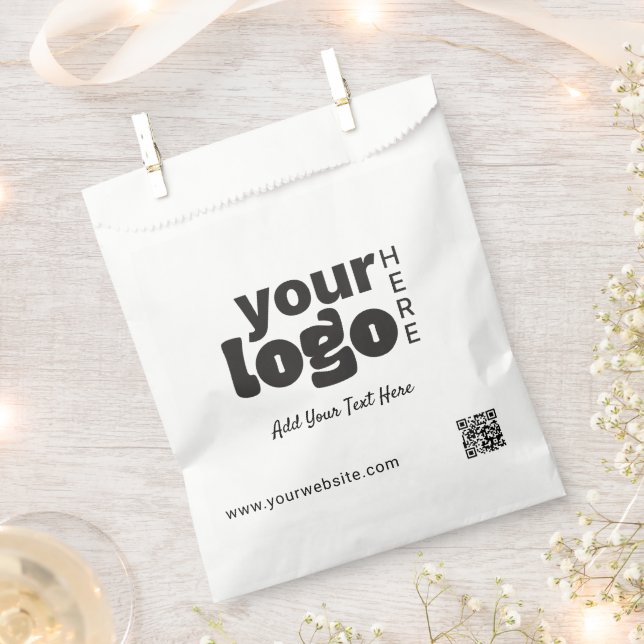 Your Logo Here Qr Code Modern Minimal Simple Favour Bag (Clipped)