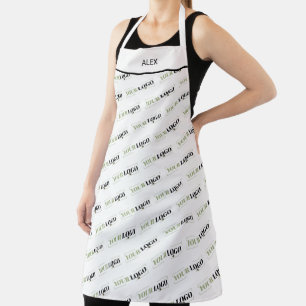 Your Logo Here Repeat Pattern Personalised White Apron