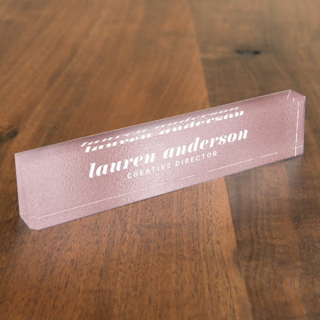 Your Logo Here Rose Gold Nameplate (Side)