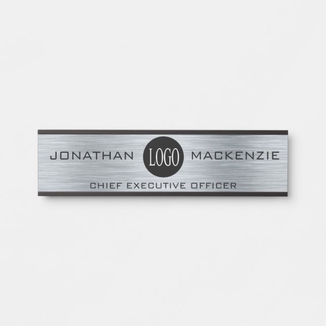 Your Logo Here Silver Door Signs for Office (Front)