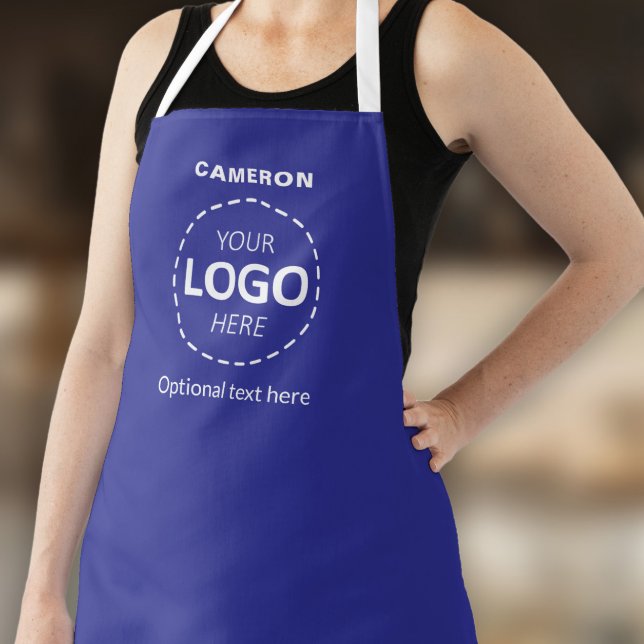 Your Logo Here - Simple Custom Blue Business  Apron (Creator Uploaded)