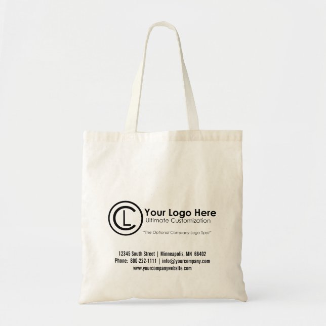 Your Logo Here Simple & Custom Promo Tote Bag (Front)