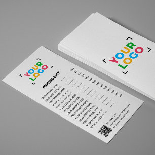 Your Logo Here Simple Restaurant, Salon Pricing Rack Card