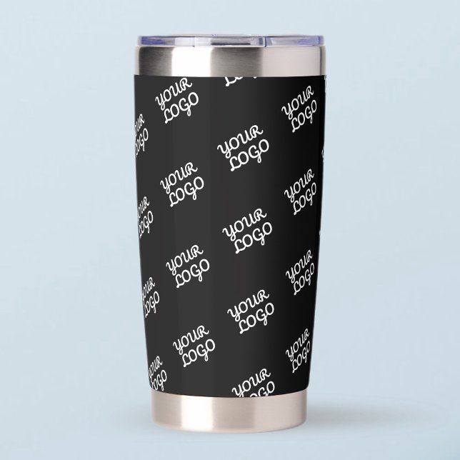 Your Logo Here Tiled Pattern Black Insulated Tumbler (Creator Uploaded)