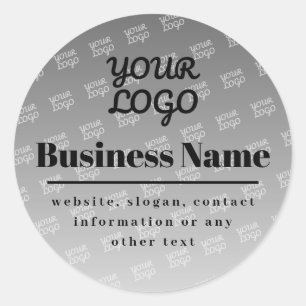 Your Logo Here Tiled Pattern Grey & Black Classic Round Sticker