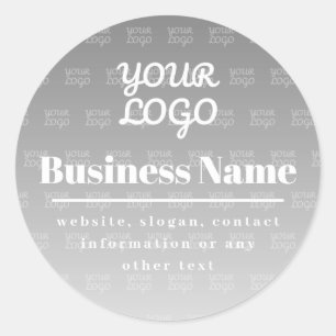 Your Logo Here Tiled Pattern Grey & White Classic Round Sticker