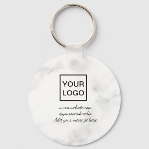 Your logo here white simple minimal PINK MARBLE    Key Ring