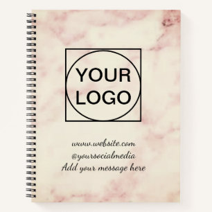 Your logo here white simple minimal PINK MARBLE No Notebook