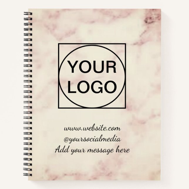 Your logo here white simple minimal PINK MARBLE No Notebook (Front)