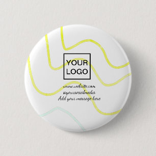 Your logo here white simple minimal yellow lines c 6 cm round badge