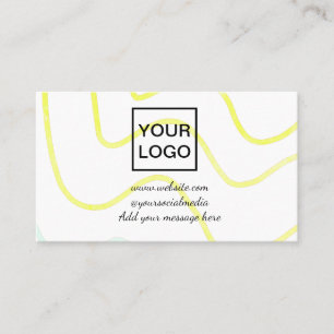 Your logo here white simple minimal yellow lines c business card