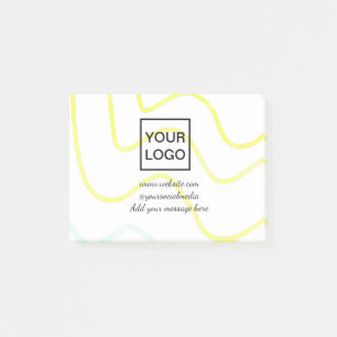 Your logo here white simple minimal yellow lines c post-it notes