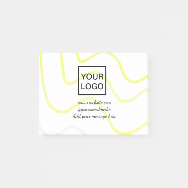 Your logo here white simple minimal yellow lines c post-it notes (Front)