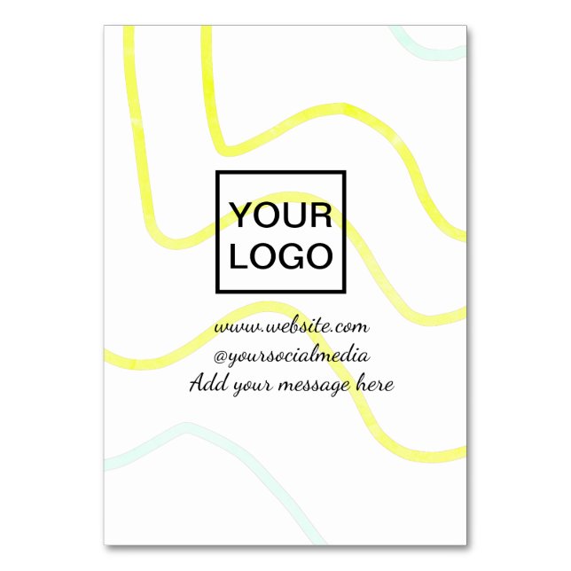 Your logo here white simple minimal yellow lines c table number (Front)