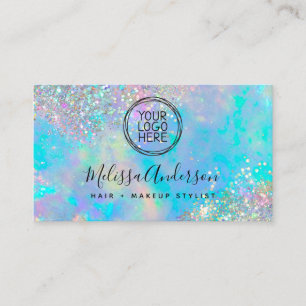 Your Logo Holographic Opal Stone Glitter Business Card