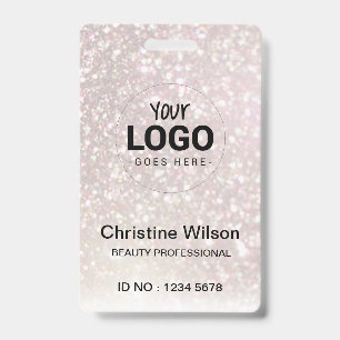 your logo ID card FAUX champagne glitter Badge