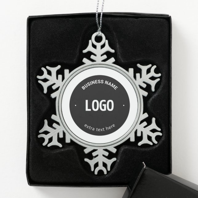 Your Logo, Image or Design & Editable Text Snowflake Pewter Christmas Ornament (Box)