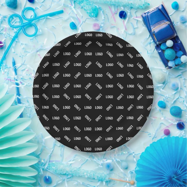 Your Logo/Image | Unique Modern Geometric Patten Paper Plate (Party)