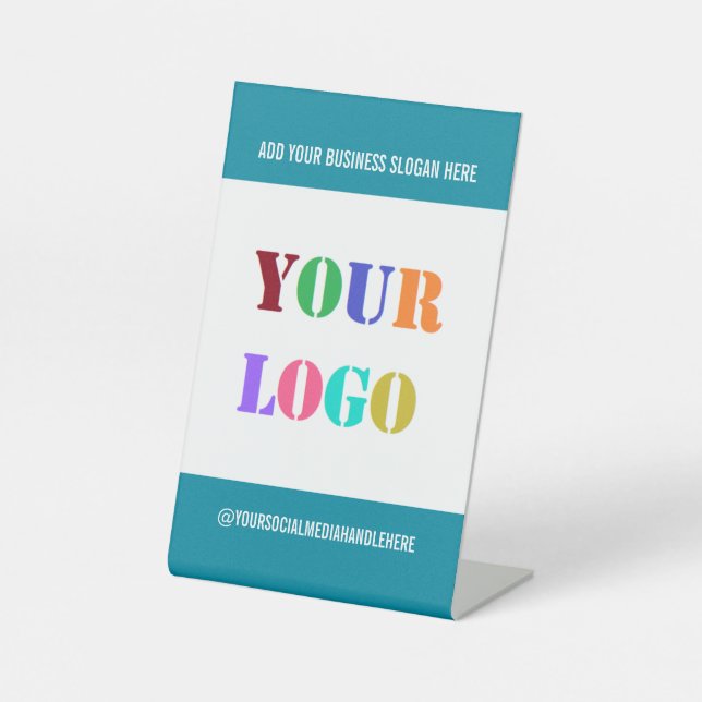 Your Logo Info Social Media Perestal Sign Template (Front)