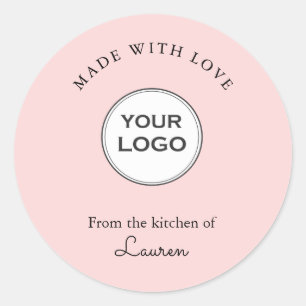 Your logo 'Made with love' pink Classic Round Sticker