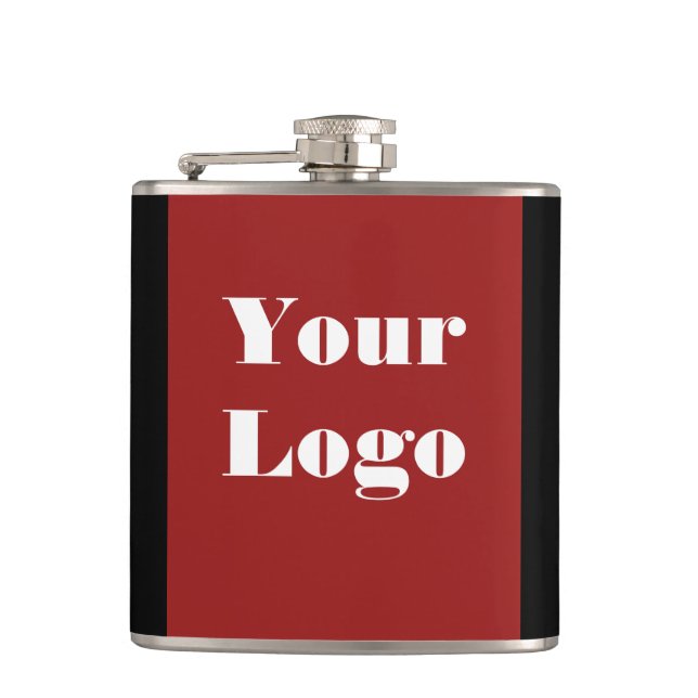 Your Logo Maroon Black  Hip Flask (Front)