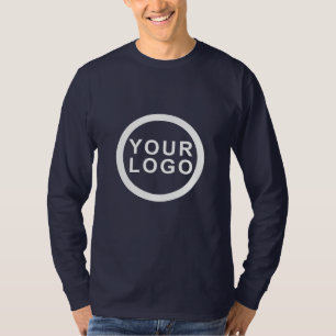 Your Logo Men's Long Sleeve Shirt   Navy Blue