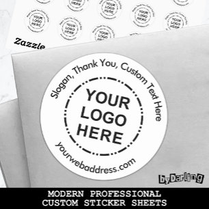 Your Logo Minimalist Modern Custom Text Classic Round Sticker