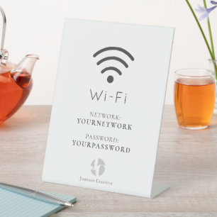 Your Logo Minimalist White Wi-Fi Pedestal Sign