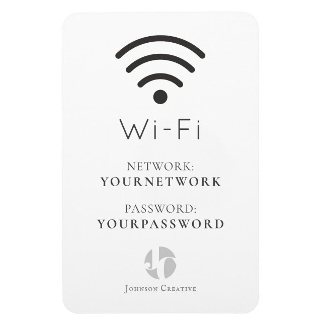 Your Logo Minimalist White Wi-Fi Sign Magnet (Vertical)