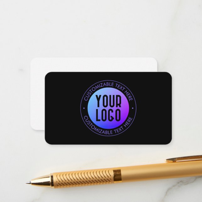 Your Logo & Modern Blue & Purple Ombre Gradient Enclosure Card (Front/Back In Situ)