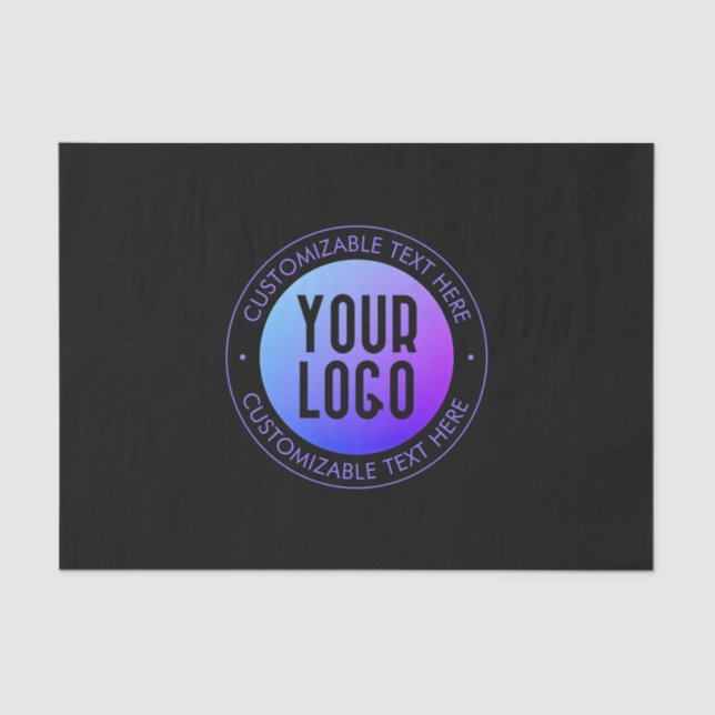 Your Logo & Modern Blue & Purple Ombre Gradient Tissue Paper (Front)