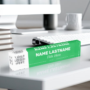 Your Logo Modern Bold Name Title Simple Green Nameplate