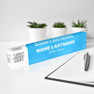 Your Logo Modern Bold Name Title Simple Sky Blue Nameplate