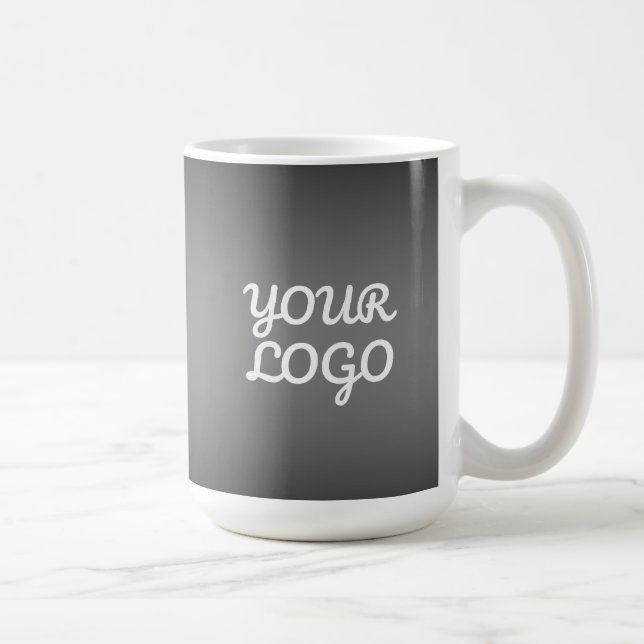 Your Logo & Modern Dark Grey Editable Colour Ombre Coffee Mug (Right)