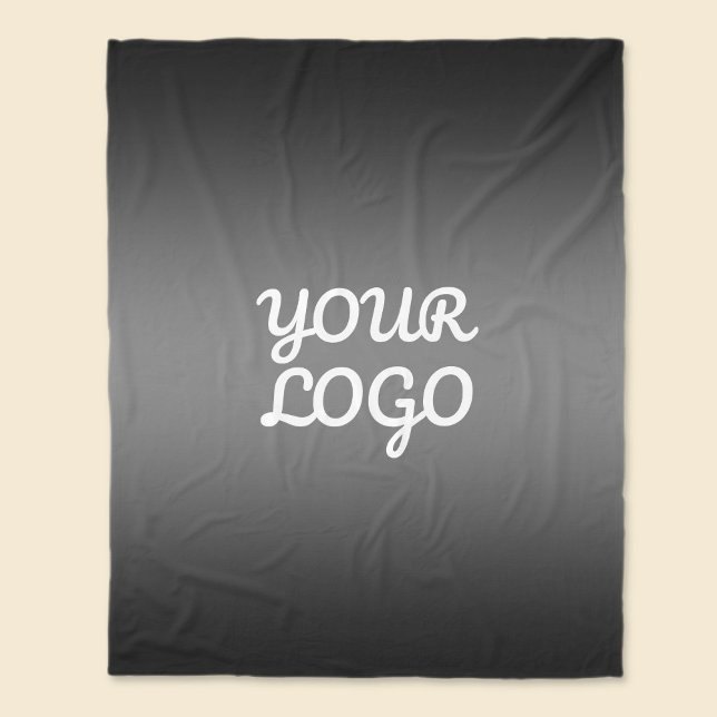 Your Logo & Modern Dark Grey Editable Colour Ombre Fleece Blanket (Creator Uploaded)