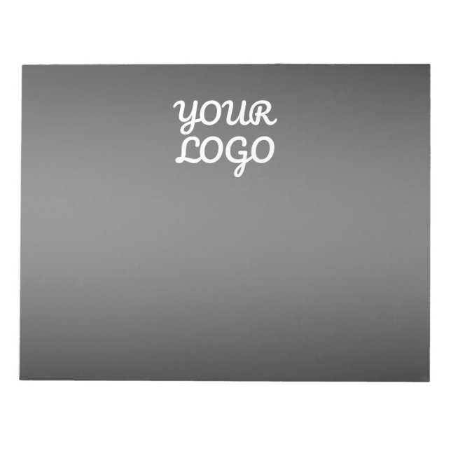 Your Logo & Modern Dark Grey Editable Colour Ombre Notepad (Front)