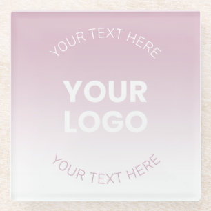 Your Logo   Modern Dusty Pink & White Ombre Glass Coaster