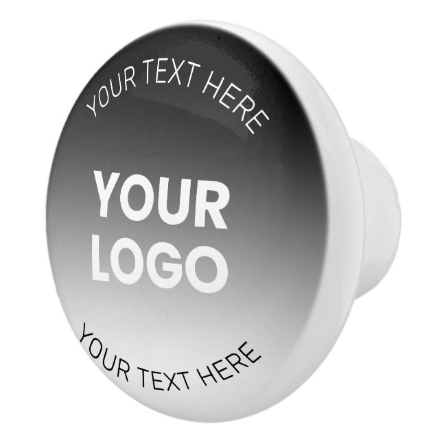 Your Logo | Modern Editable Black & White Gradient Ceramic Knob (Right)