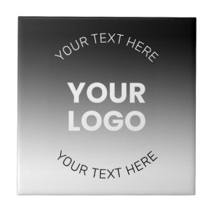 Your Logo   Modern Editable Black & White Gradient Ceramic Tile
