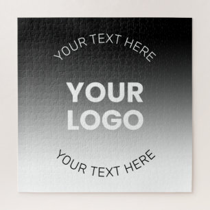 Your Logo   Modern Editable Black & White Gradient Jigsaw Puzzle