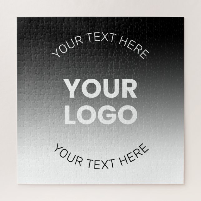 Your Logo | Modern Editable Black & White Gradient Jigsaw Puzzle (Vertical)