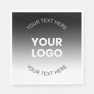 Your Logo Modern Editable Black & White Gradient Napkin